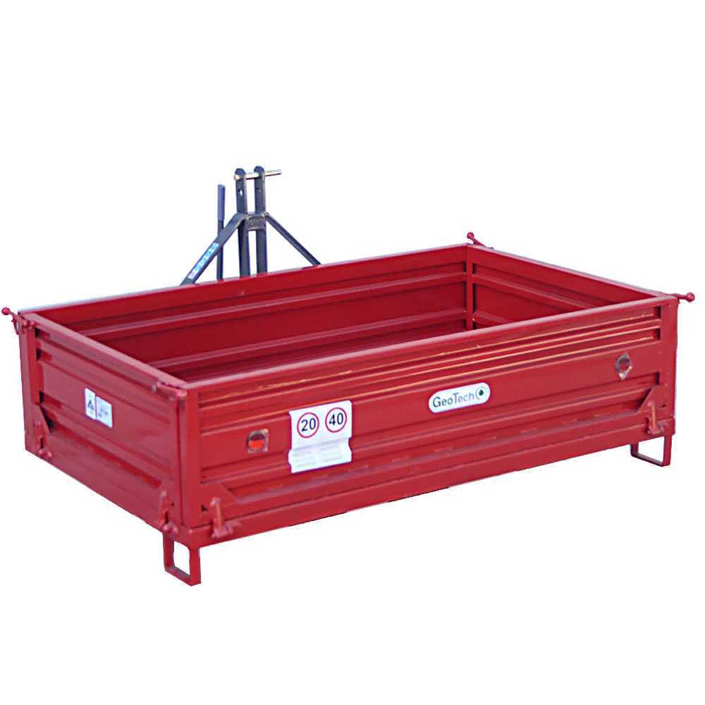 benne 3 points pour tracteur geotech trp 200 basculante 3 ridelles ouvrables