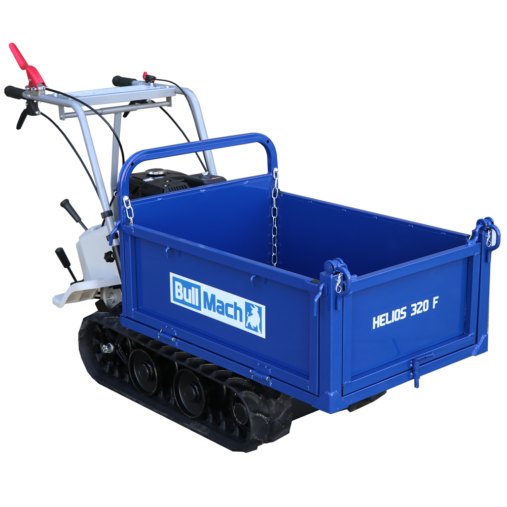 brouette à moteur à chenilles bullmach helios 320 f avec ridelles ouvrables charge 320 kg